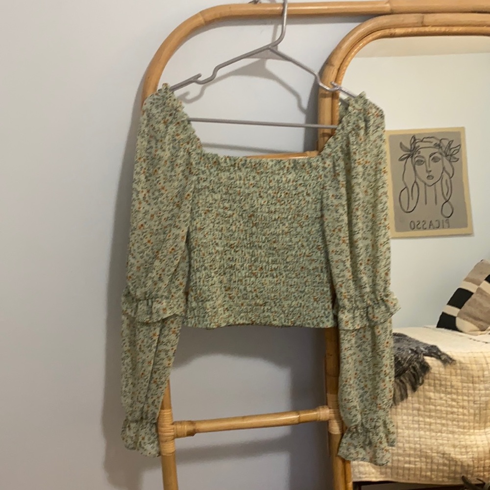 Green Floral Top
